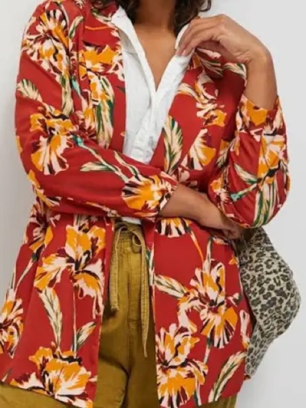 Daniel Rainn Red Floral Open-Front Blazer